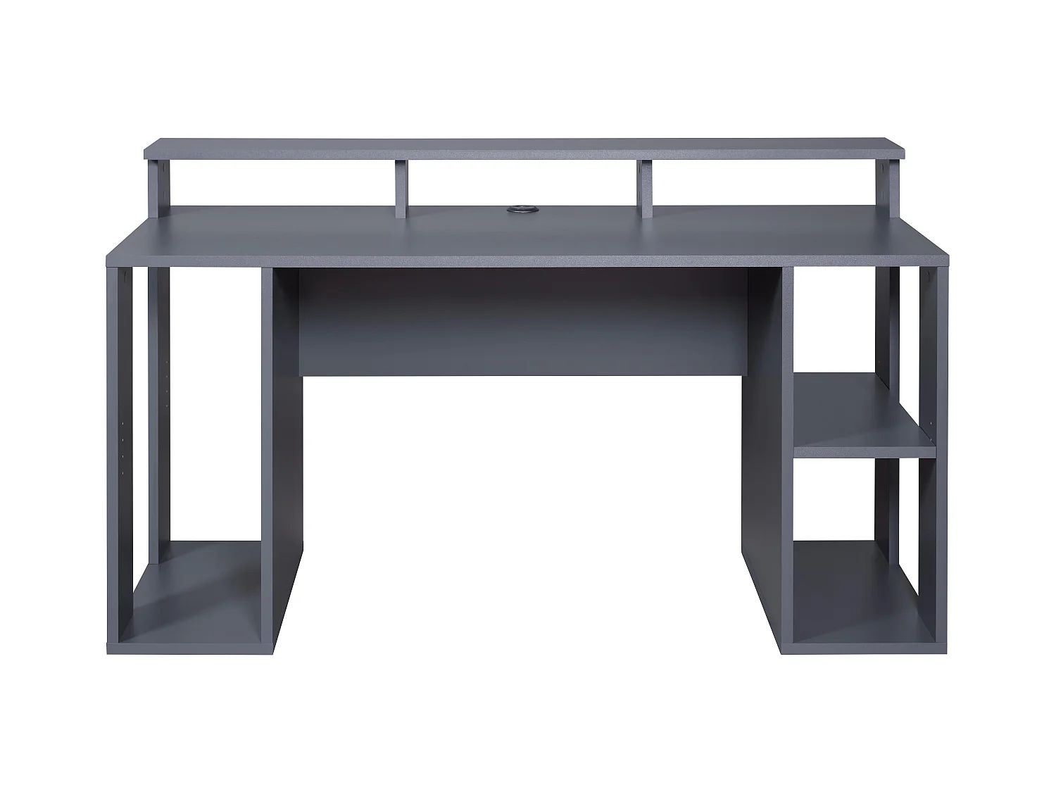 Bureau gamer / bureau informatique en bois coloris gris anthracite - longueur 160 x profondeur 91 x hauteur 67 cm