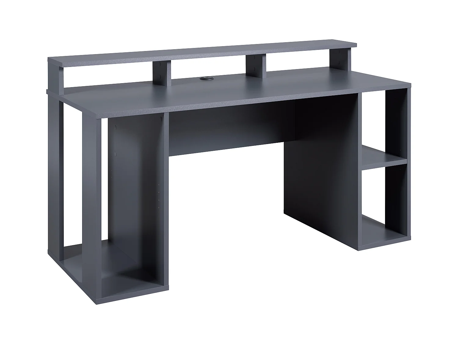 Bureau gamer / bureau informatique en bois coloris gris anthracite - longueur 160 x profondeur 91 x hauteur 67 cm