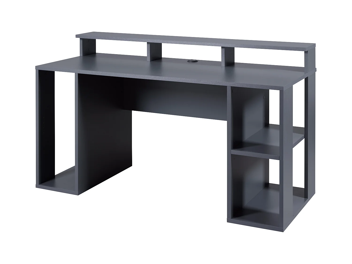 Bureau gamer / bureau informatique en bois coloris gris anthracite - longueur 160 x profondeur 91 x hauteur 67 cm