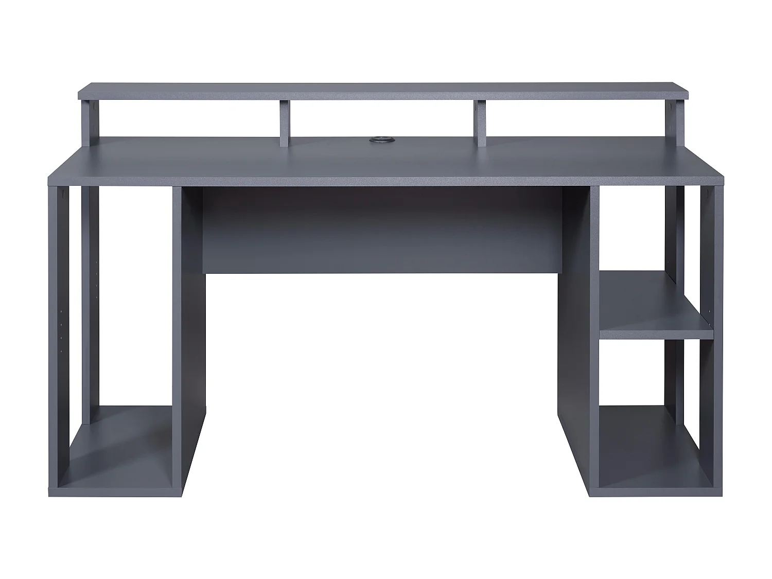 Bureau gamer / bureau informatique en bois coloris gris anthracite - longueur 160 x profondeur 91 x hauteur 67 cm