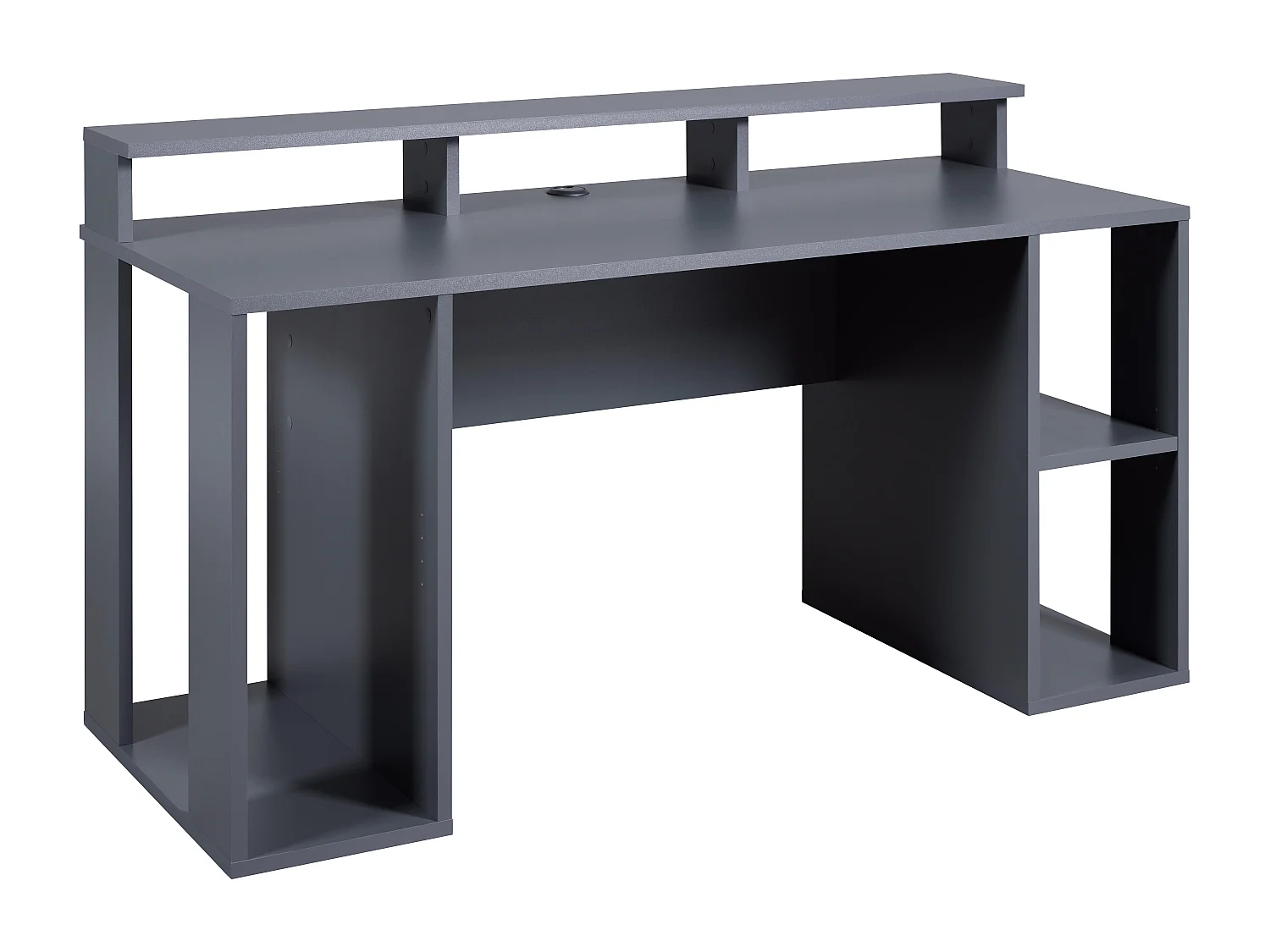 Bureau gamer / bureau informatique en bois coloris gris anthracite - longueur 160 x profondeur 91 x hauteur 67 cm