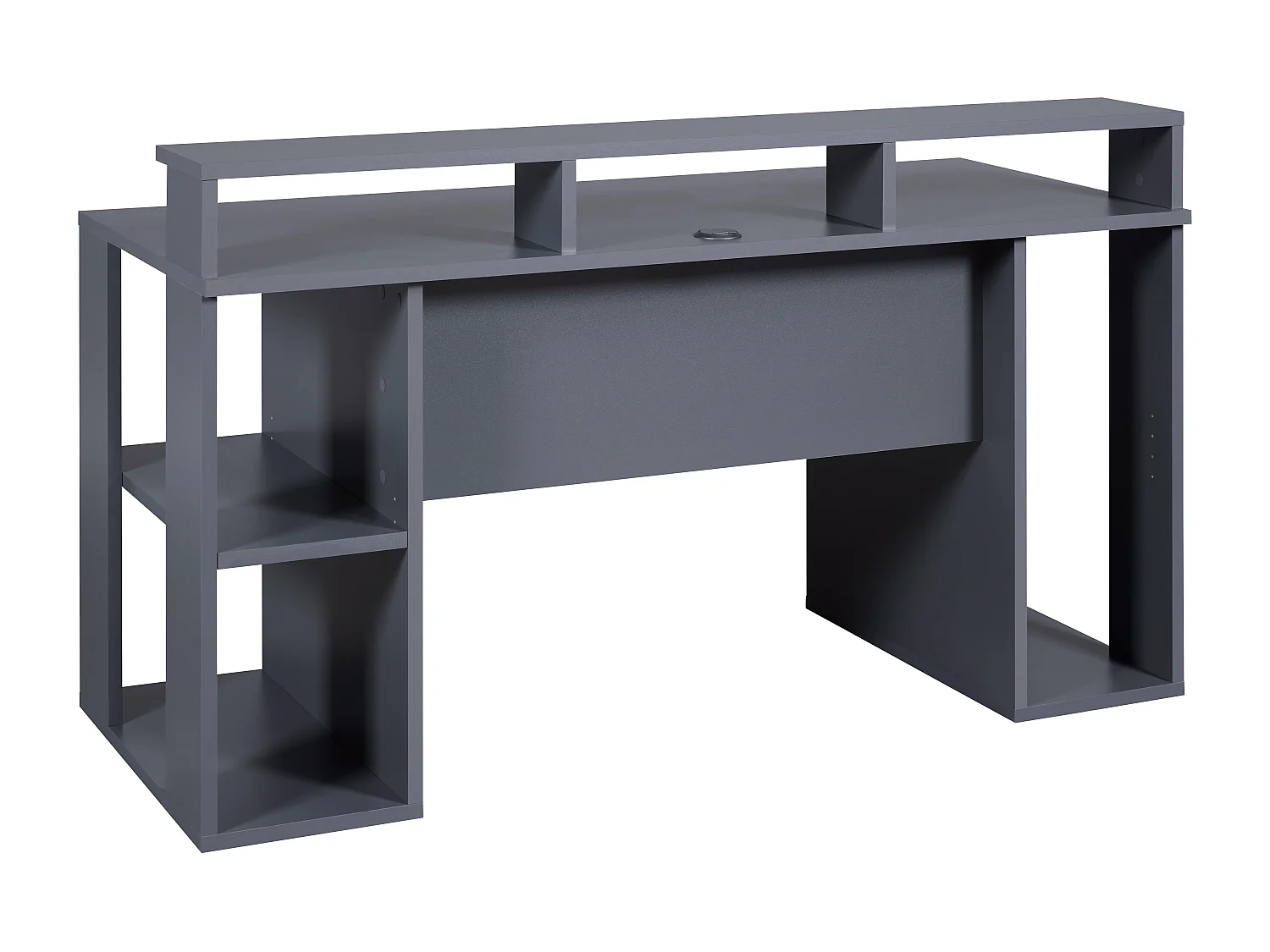 Bureau gamer / bureau informatique en bois coloris gris anthracite - longueur 160 x profondeur 91 x hauteur 67 cm