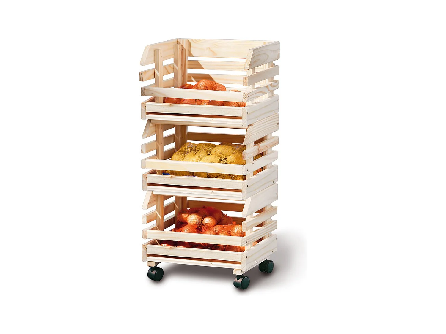 Caisse Etagére cagette pour rangement en Bois empilables pour fruits et légumes, 30 x 37 x 80 cm