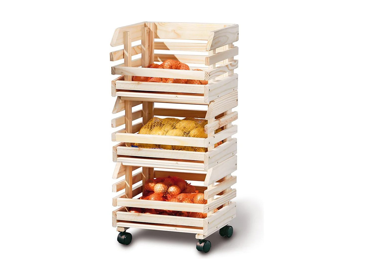 Caisse Etagére cagette pour rangement en Bois empilables pour fruits et légumes, 30 x 37 x 80 cm