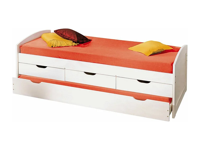 Lit à tiroirs ULLI Blanc, 205 x 98 x 63 cm