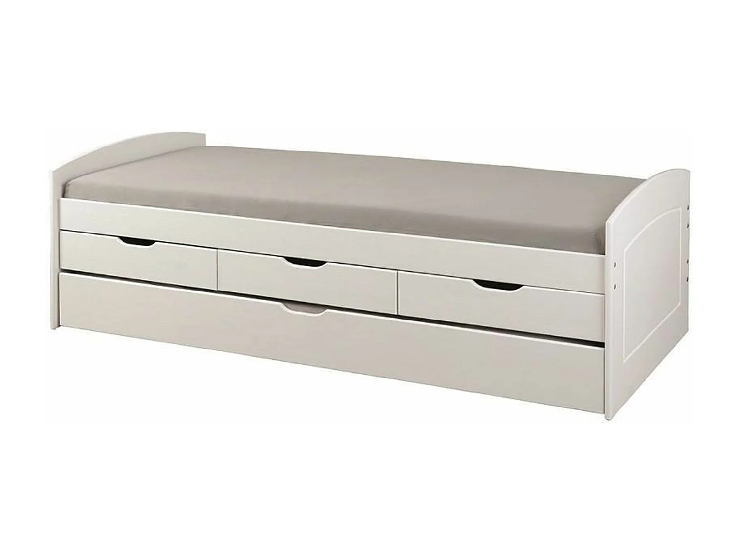 Lit à tiroirs en bois coloris blanc - Dim : 90 x 200 cm