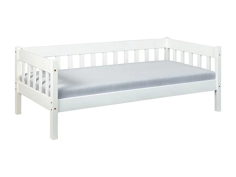 Lit banquette en pin massif coloris blanc - L.100 x H.70 x P.209 cm