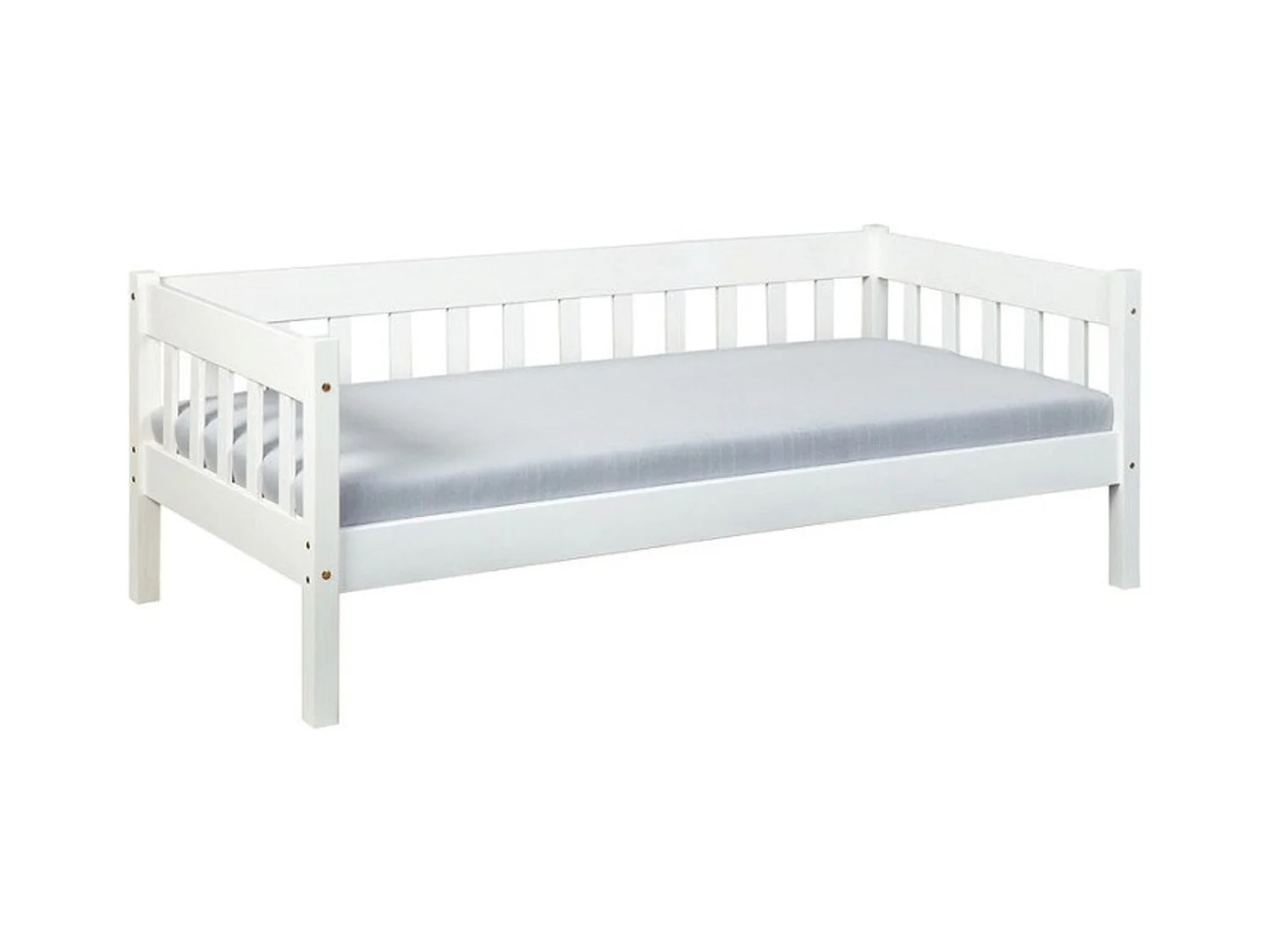 Lit banquette en pin massif coloris blanc - L.100 x H.70 x P.209 cm