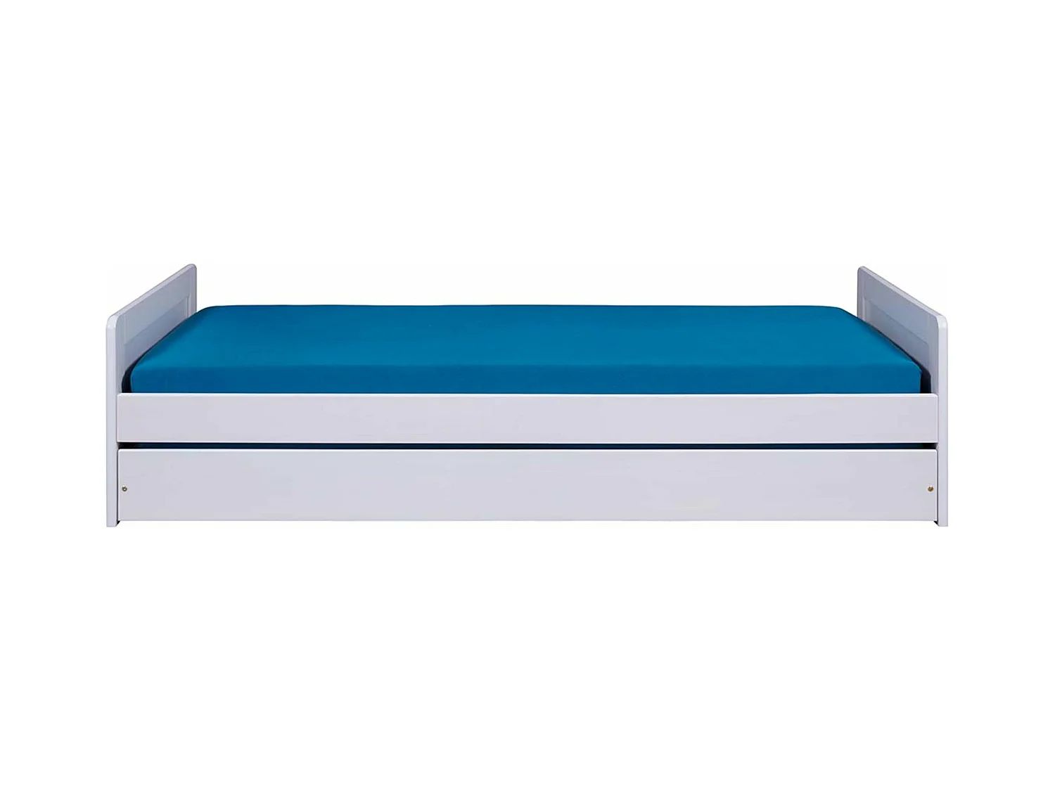 Lit enfant gigogne 90x190cm pin massif coloris blanc -longueur 198 x profondeur 96 x hauteur 52 cm