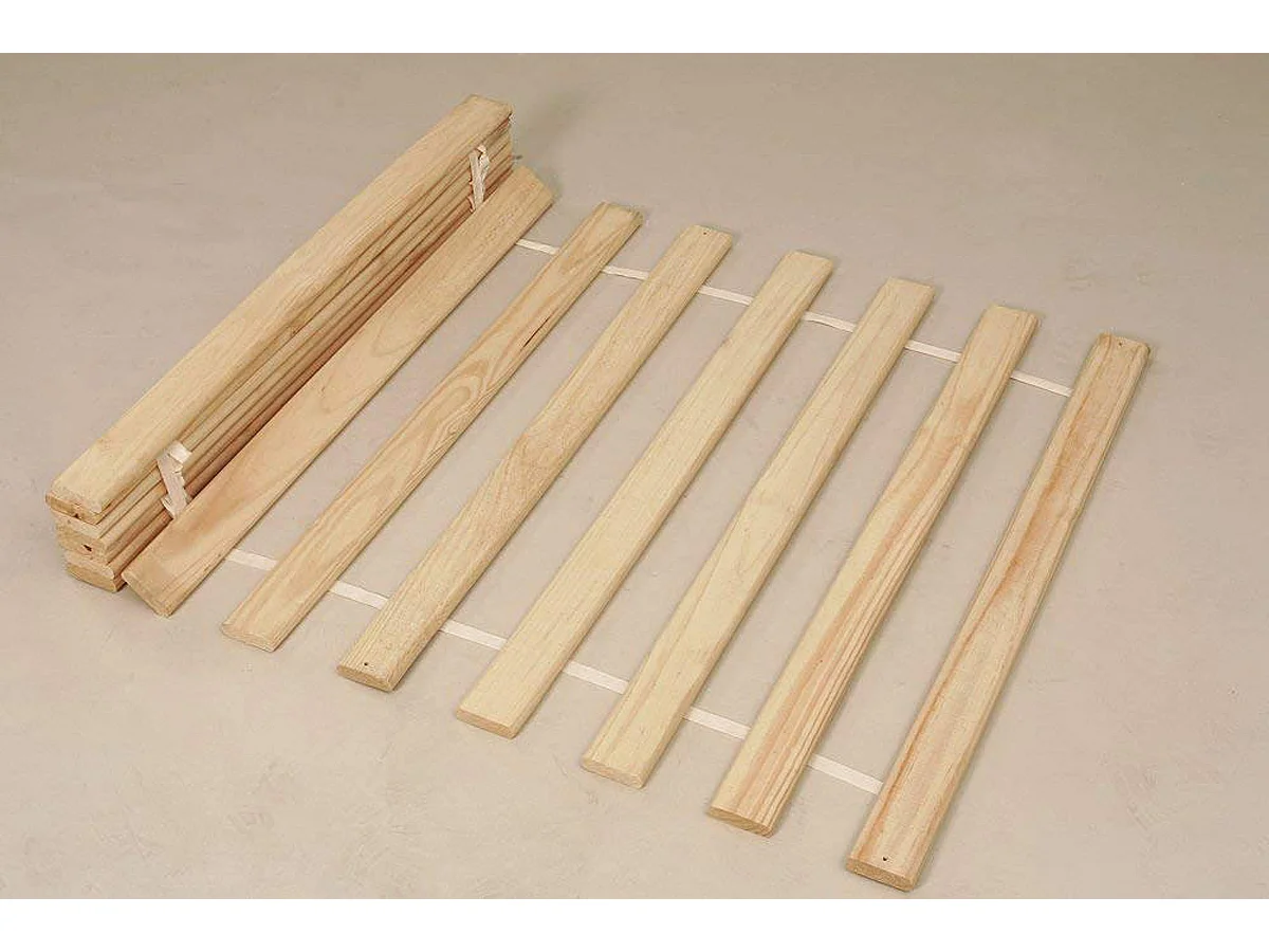 Sommier à 13 Lattes en pin massif pour Lit 1 Personne, 198 x 90 x 2 cm