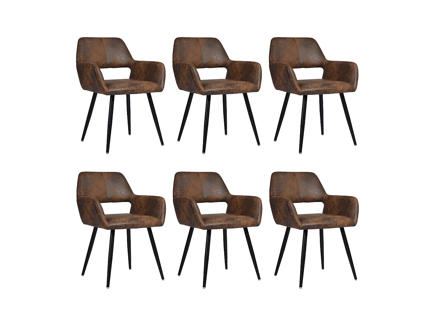 Lot de 6 chaises de salle à manger fauteuils en microfibre style rétro industriel,CROMWELL