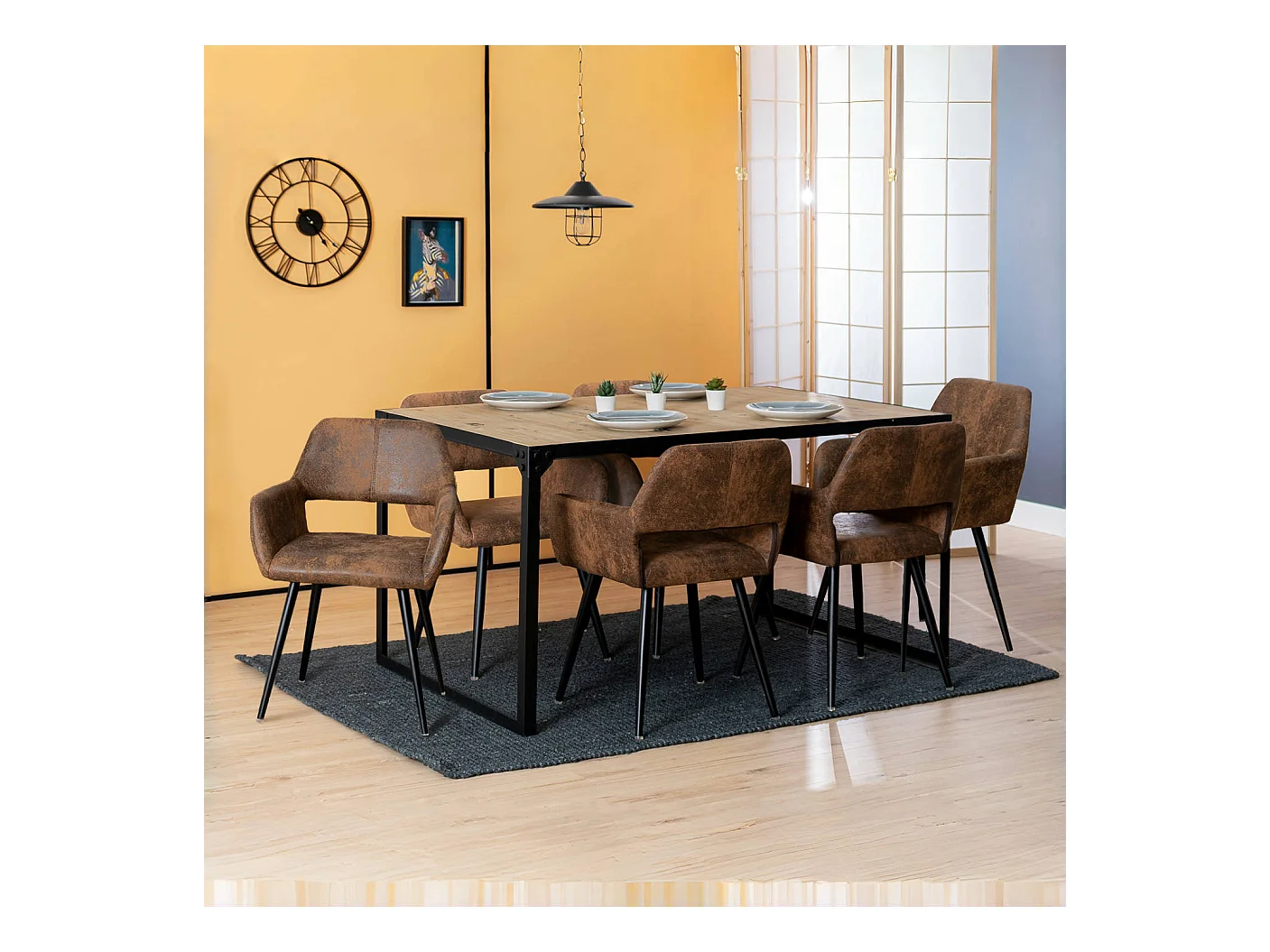 Lot de 6 chaises de salle à manger fauteuils en microfibre style rétro industriel,CROMWELL