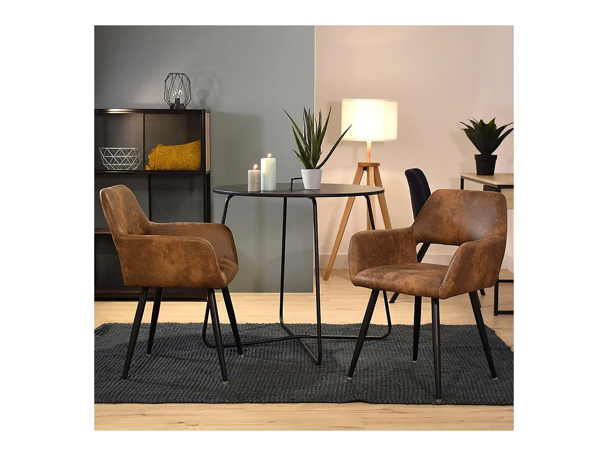 Lot de 6 chaises de salle à manger fauteuils en microfibre style rétro industriel,CROMWELL