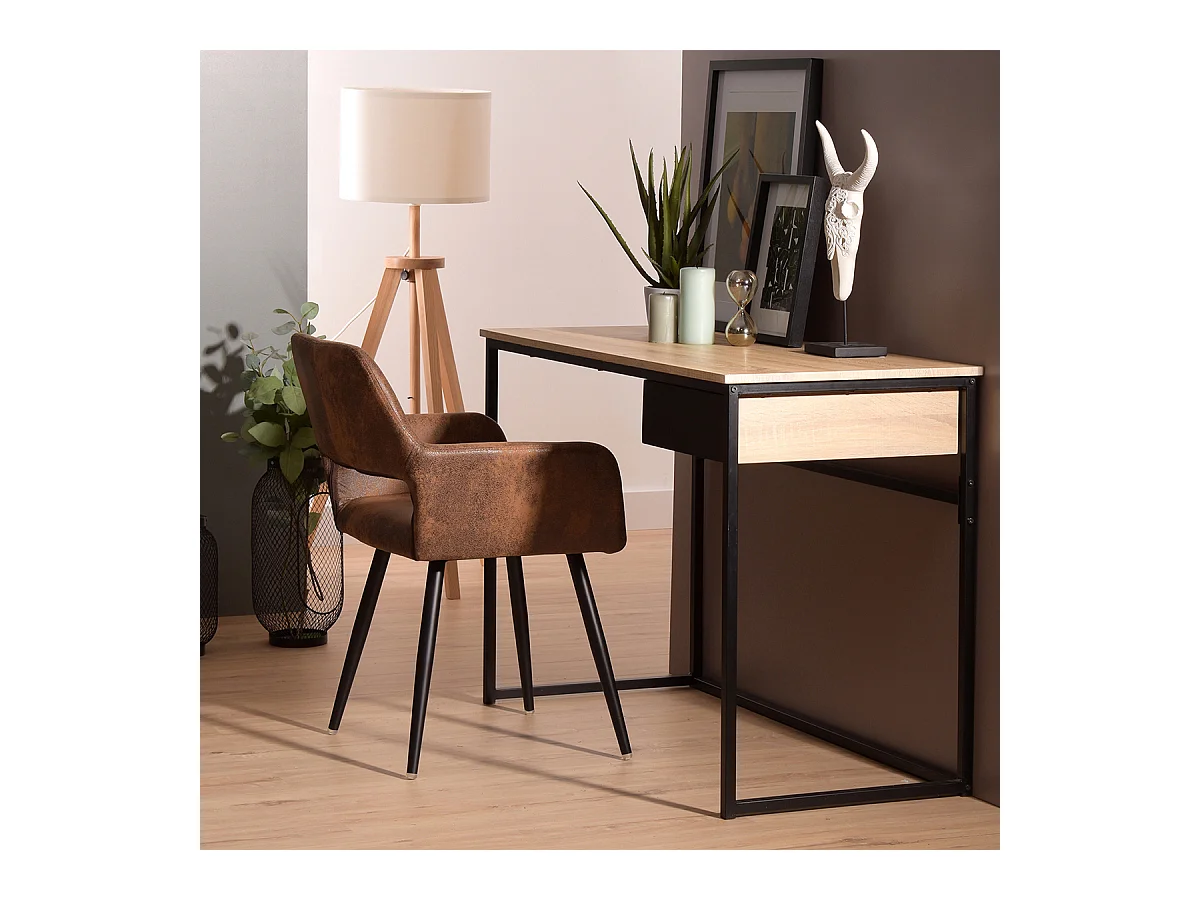 Lot de 6 chaises de salle à manger fauteuils en microfibre style rétro industriel,CROMWELL