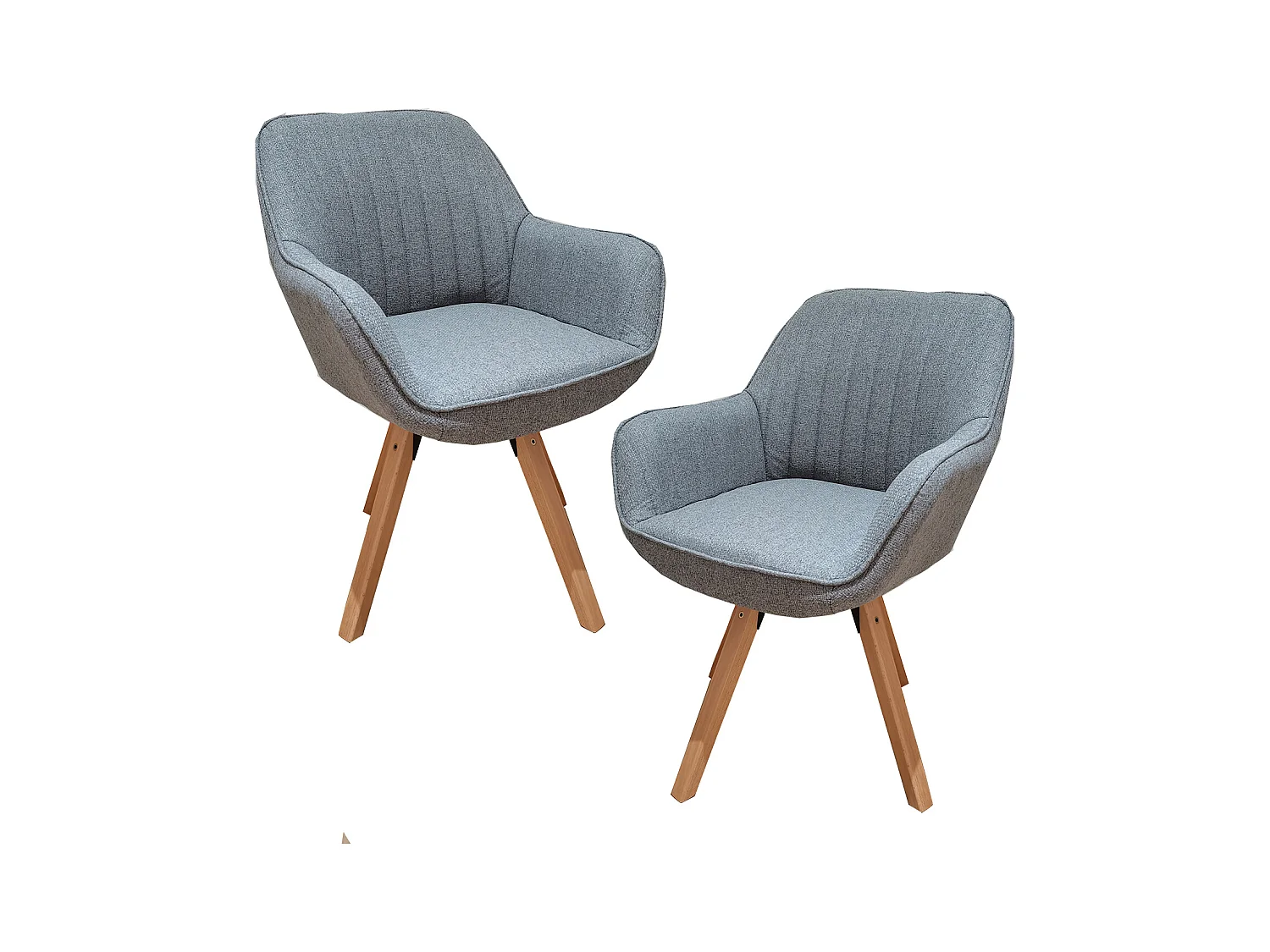 Lot de 2 fauteuil de salle à manger rotatif style scandinave en gris tissu,CARSON