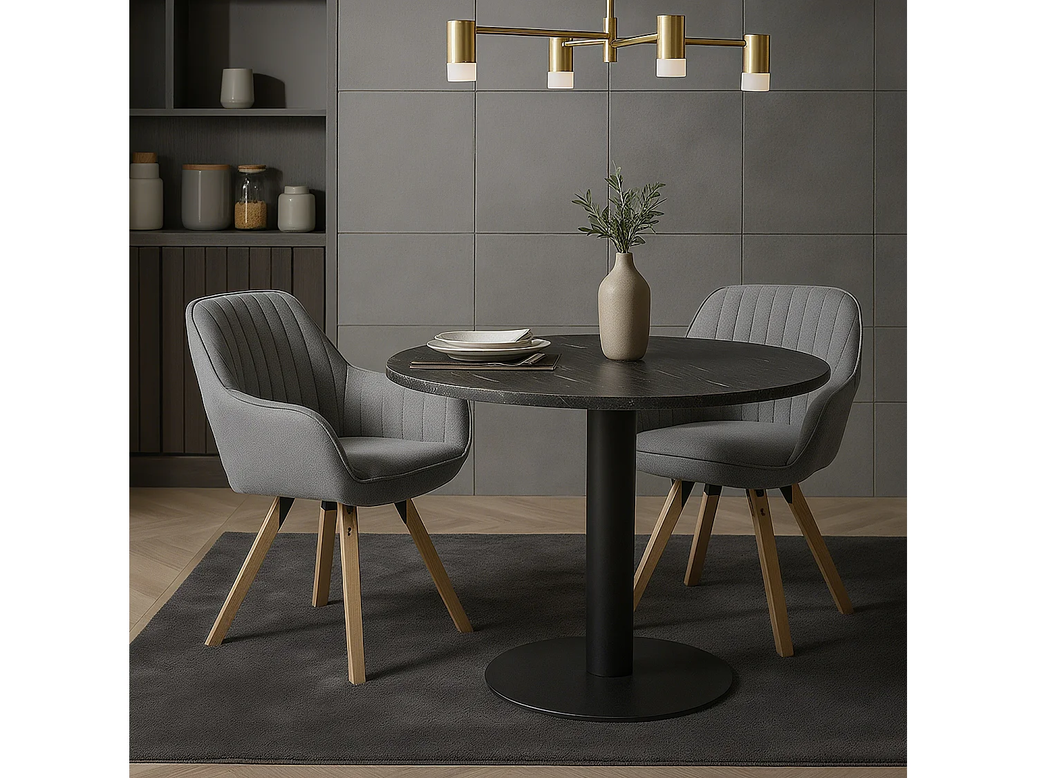 Lot de 2 fauteuil de salle à manger rotatif style scandinave en gris tissu,CARSON