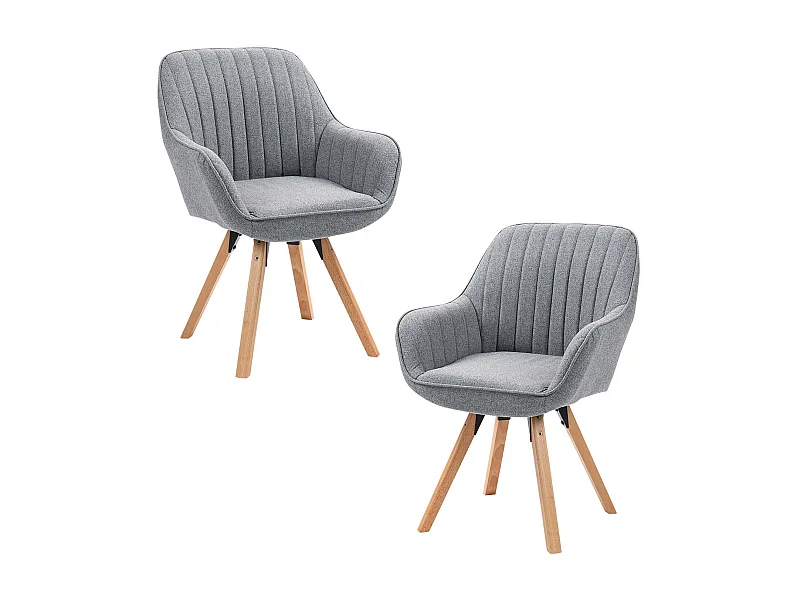 Lot de 2 fauteuil de salle à manger rotatif style scandinave en gris tissu,CARSON