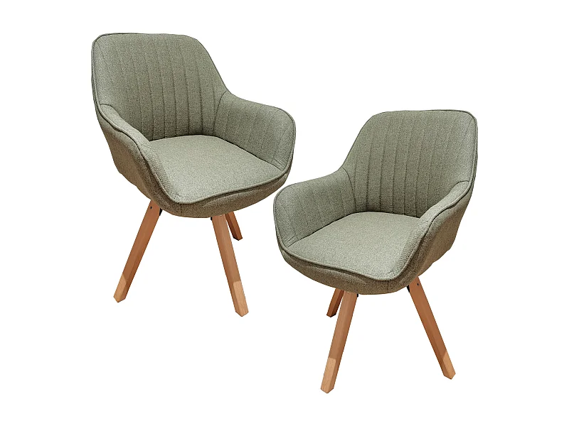 Lot de 2 fauteuil de salle à manger rotatif style scandinave en vert tissu,CARSON