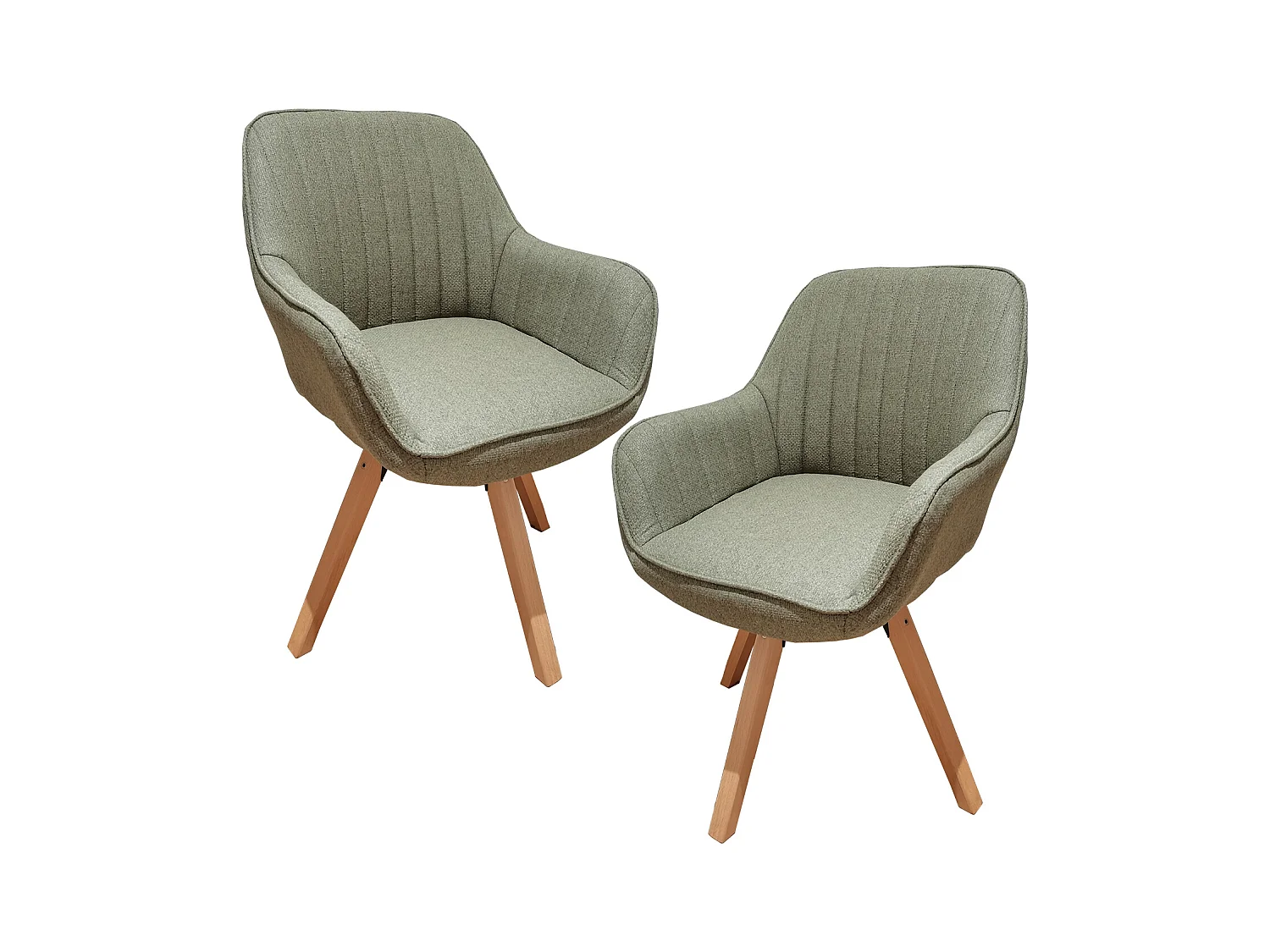 Lot de 2 fauteuil de salle à manger rotatif style scandinave en vert tissu,CARSON