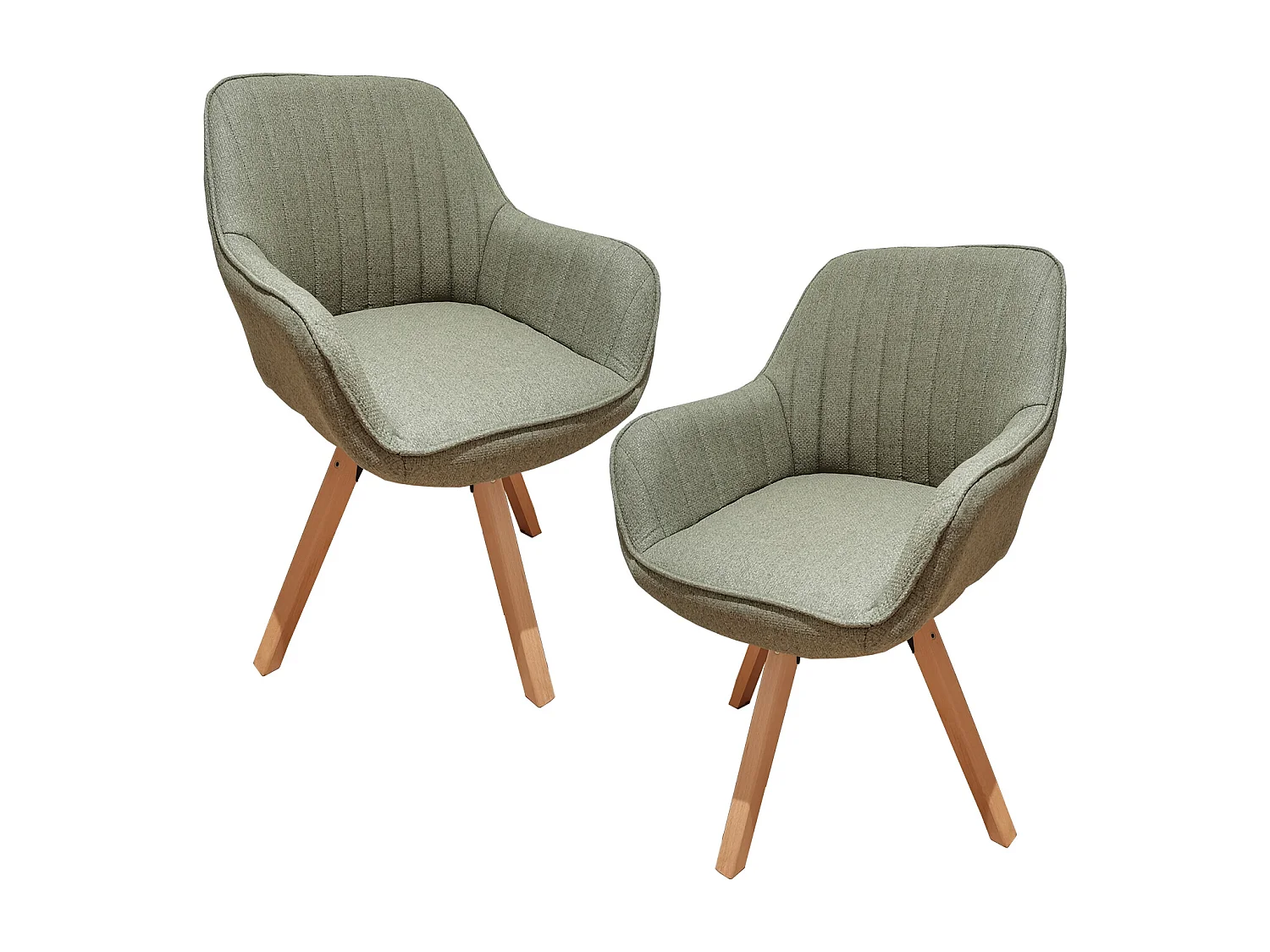 Lot de 2 fauteuil de salle à manger rotatif style scandinave en vert tissu,CARSON