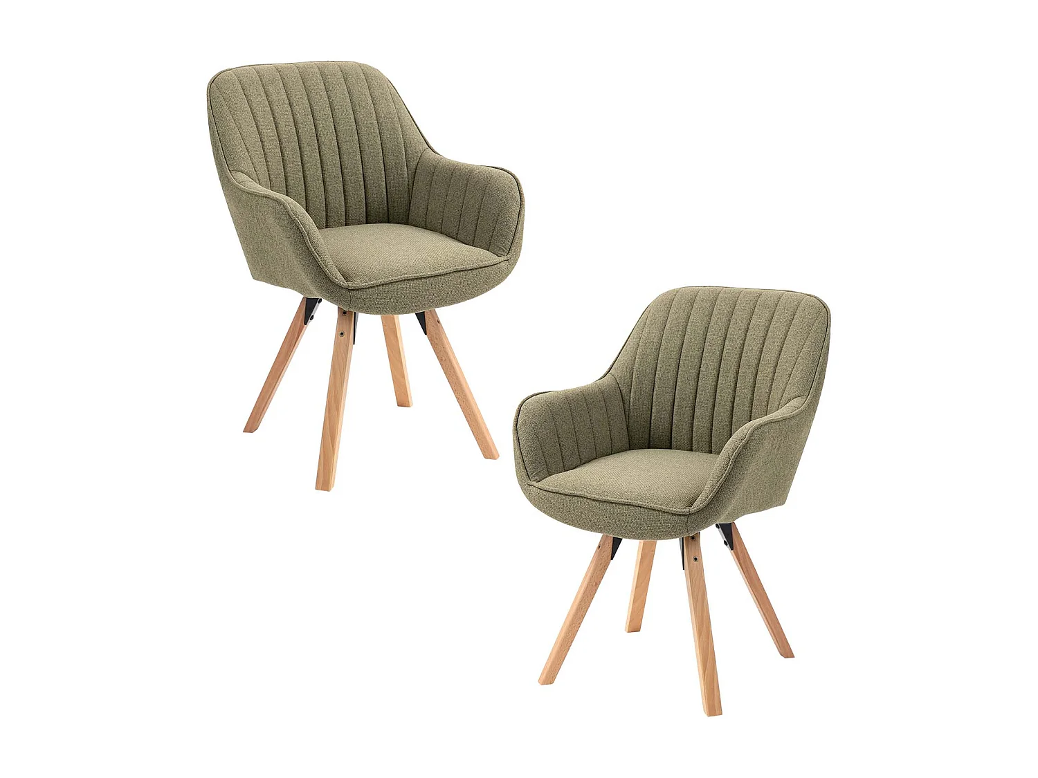 Lot de 2 fauteuil de salle à manger rotatif style scandinave en vert tissu,CARSON