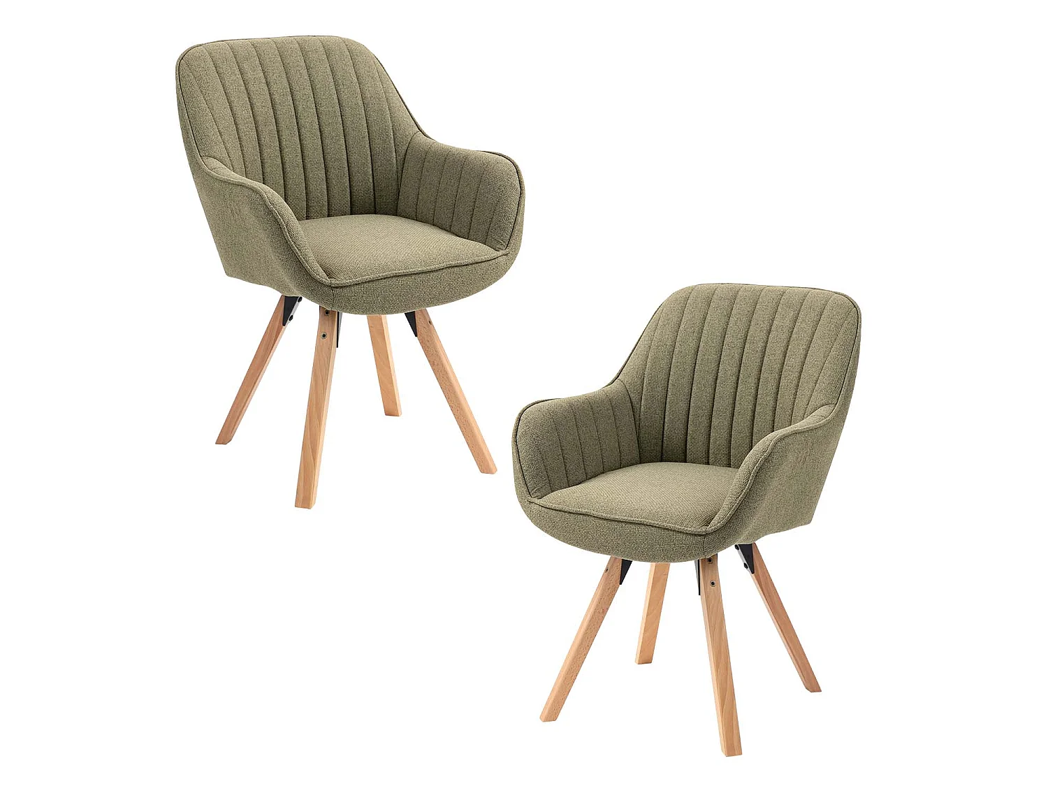 Lot de 2 fauteuil de salle à manger rotatif style scandinave en vert tissu,CARSON
