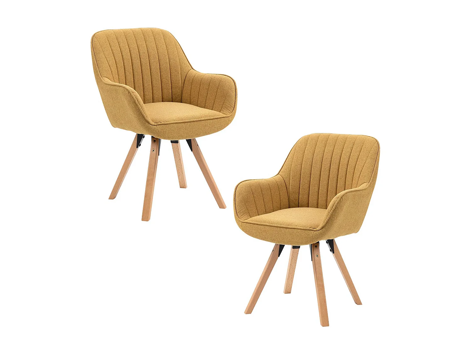 Lot de 2 fauteuil de salle à manger rotatif style scandinave en jaune tissu,CARSON