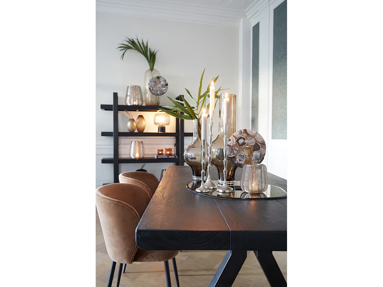 Chaise de salle à manger ELYNA - 56x55x79cm - Marron - Lot de 2