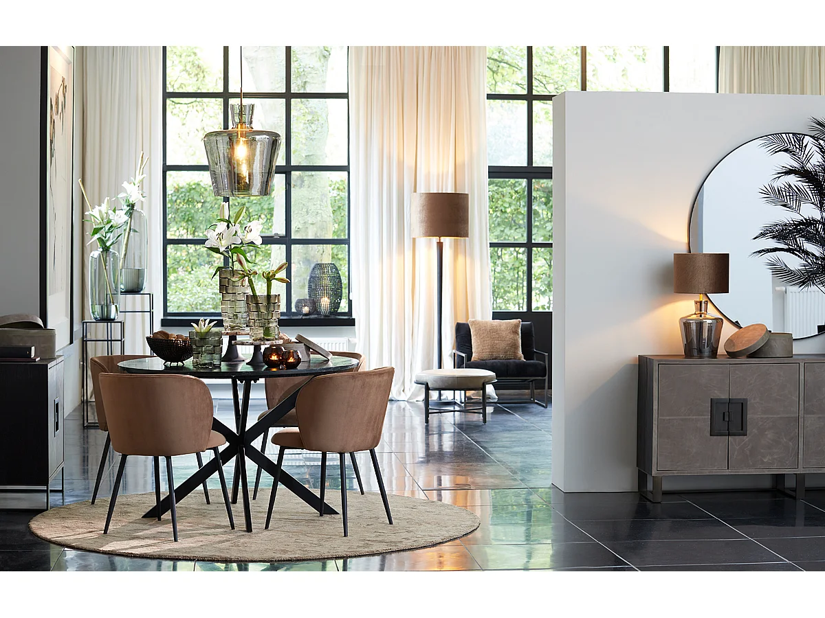 Chaise de salle à manger ELYNA - 56x55x79cm - Marron - Lot de 2