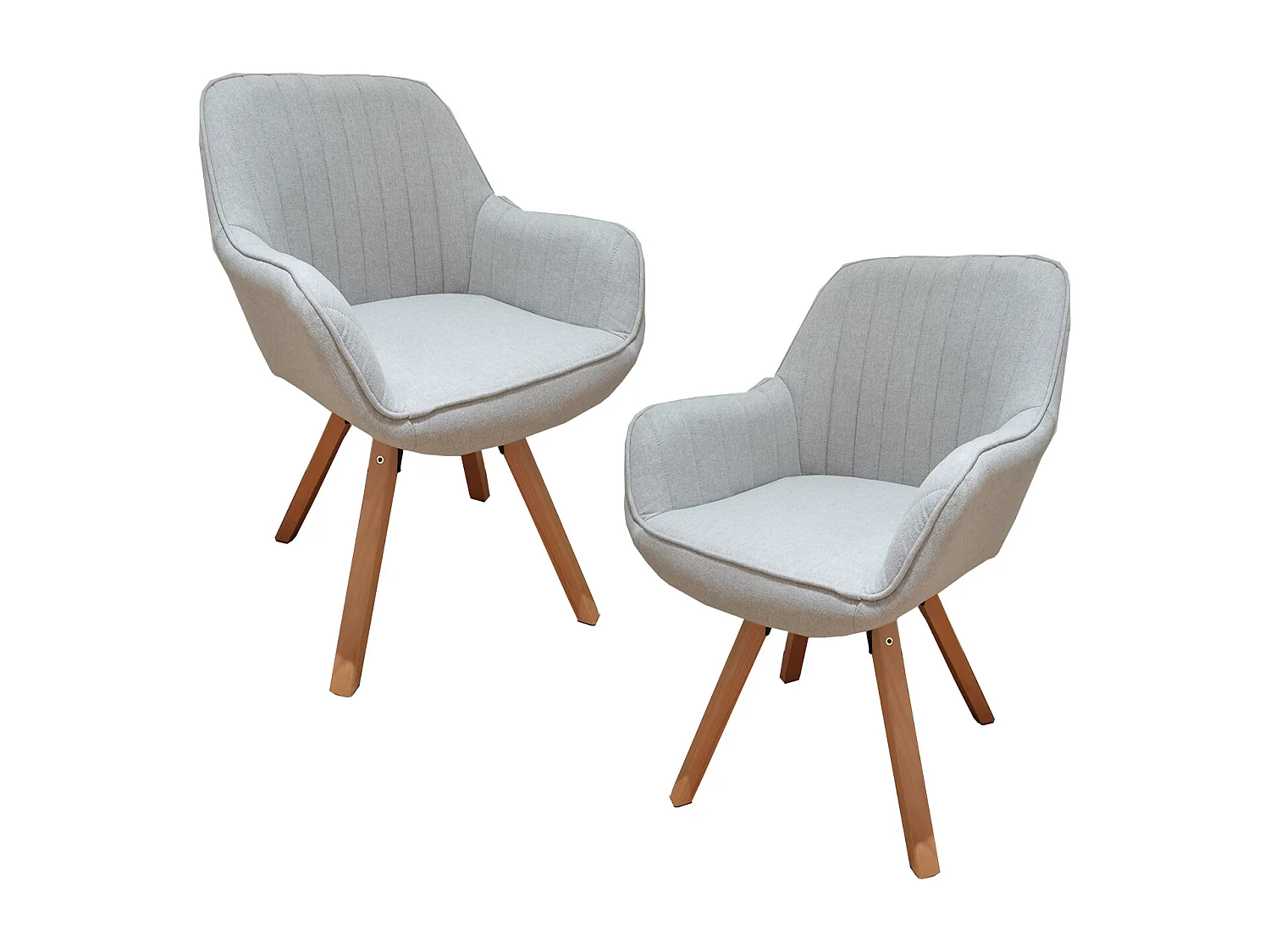 Lot de 2 fauteuil de salle à manger rotatif style scandinave en beige tissu,CARSON