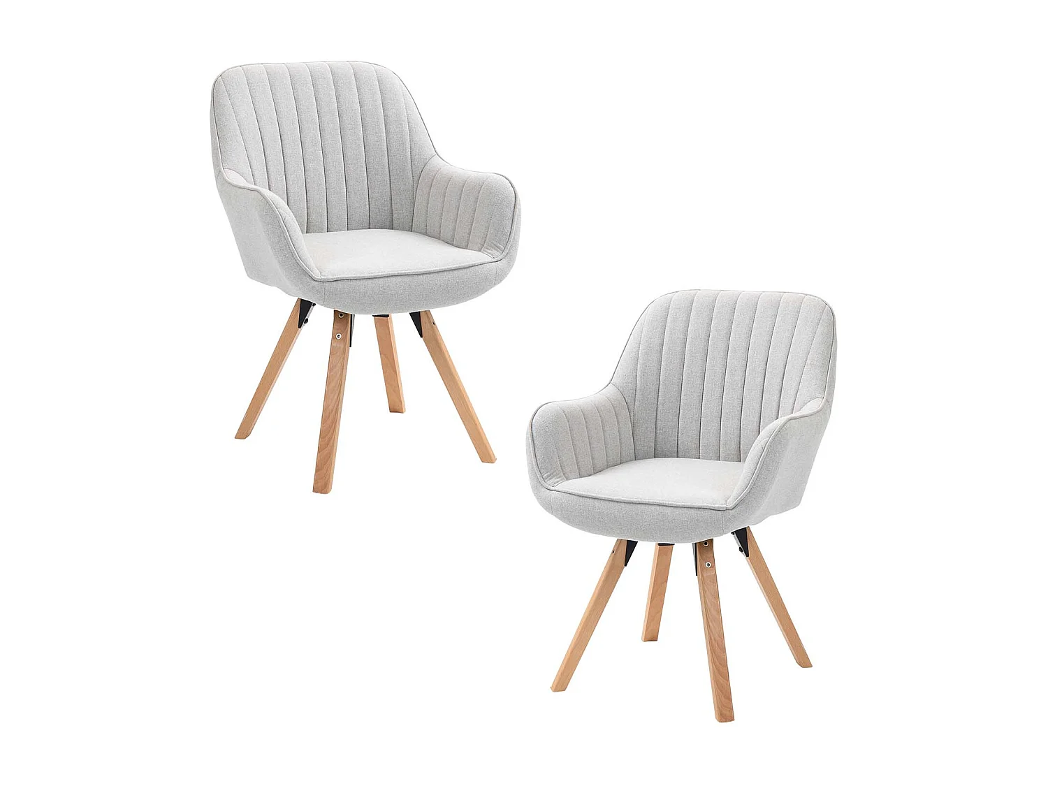 Lot de 2 fauteuil de salle à manger rotatif style scandinave en beige tissu,CARSON