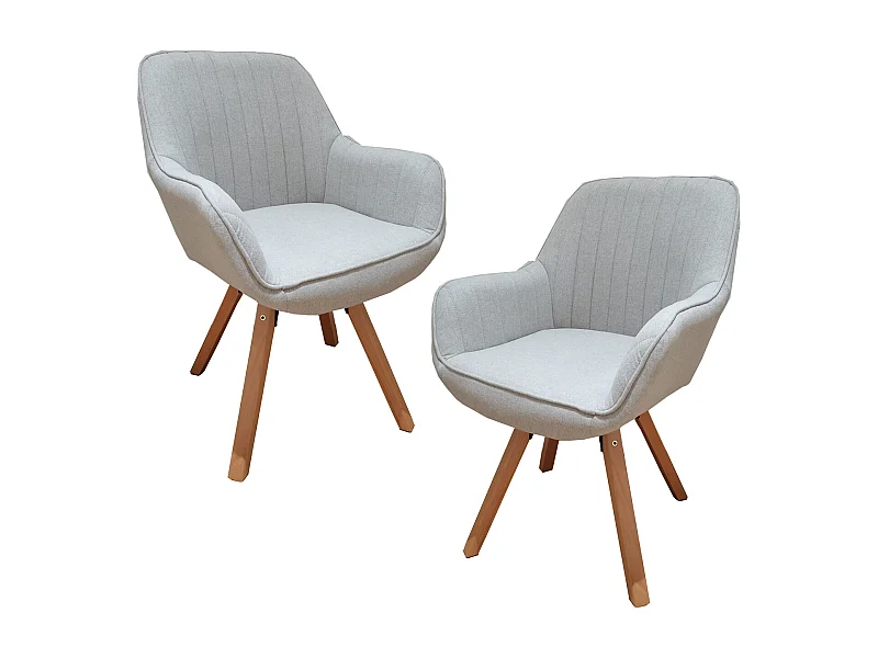 Lot de 2 fauteuil de salle à manger rotatif style scandinave en beige tissu,CARSON