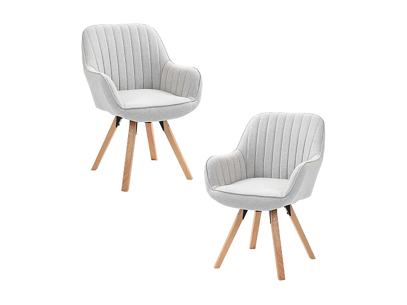 Lot de 2 fauteuil de salle à manger rotatif style scandinave en beige tissu,CARSON