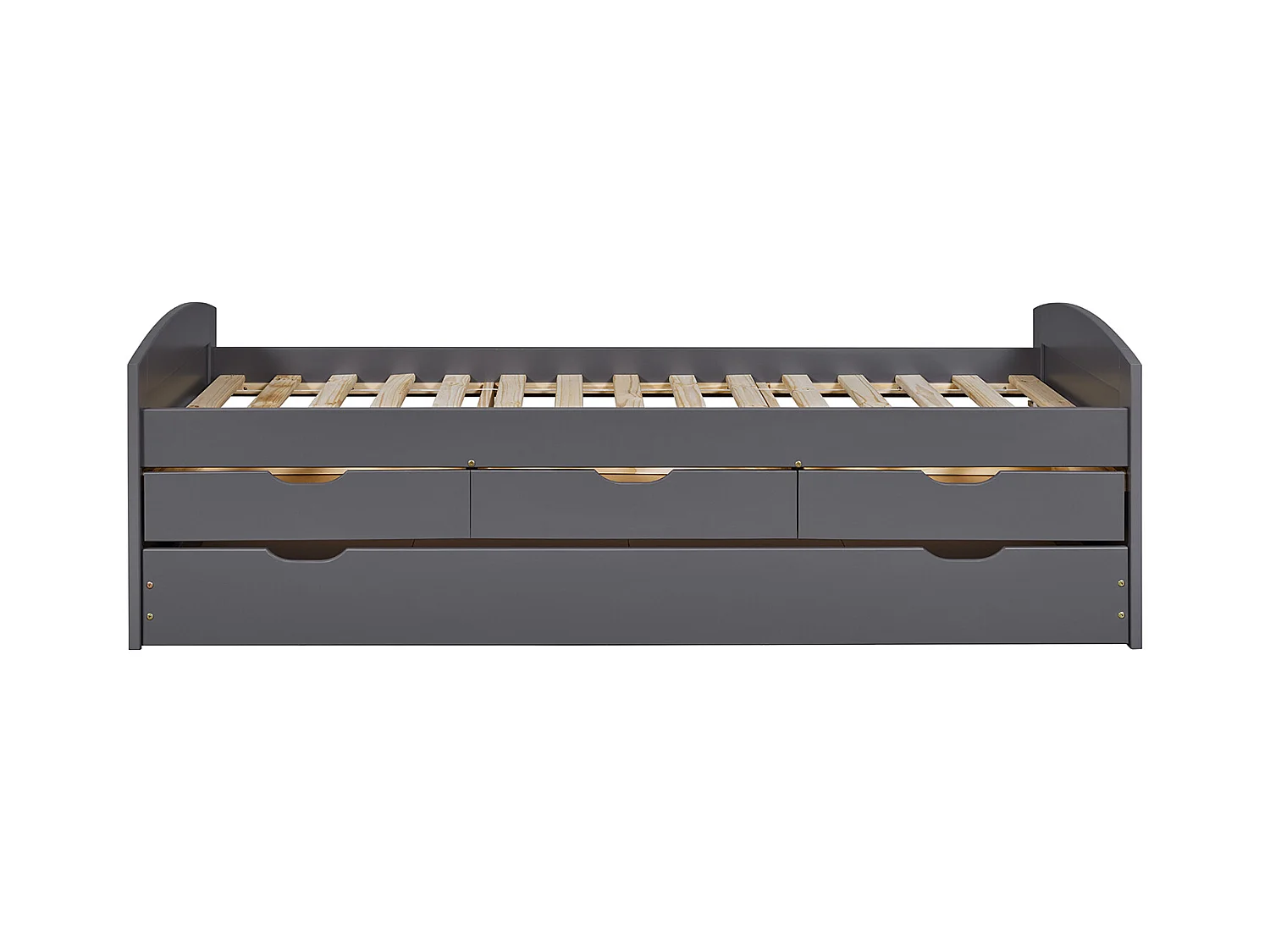 Lit enfant gigogne en pin massif coloris noir - Longueur 209 x Profondeur 97 x Hauteur 66 cm