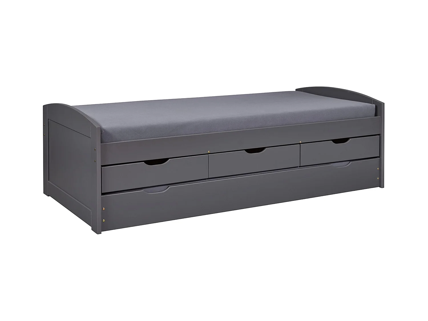 Lit enfant gigogne en pin massif coloris noir - Longueur 209 x Profondeur 97 x Hauteur 66 cm