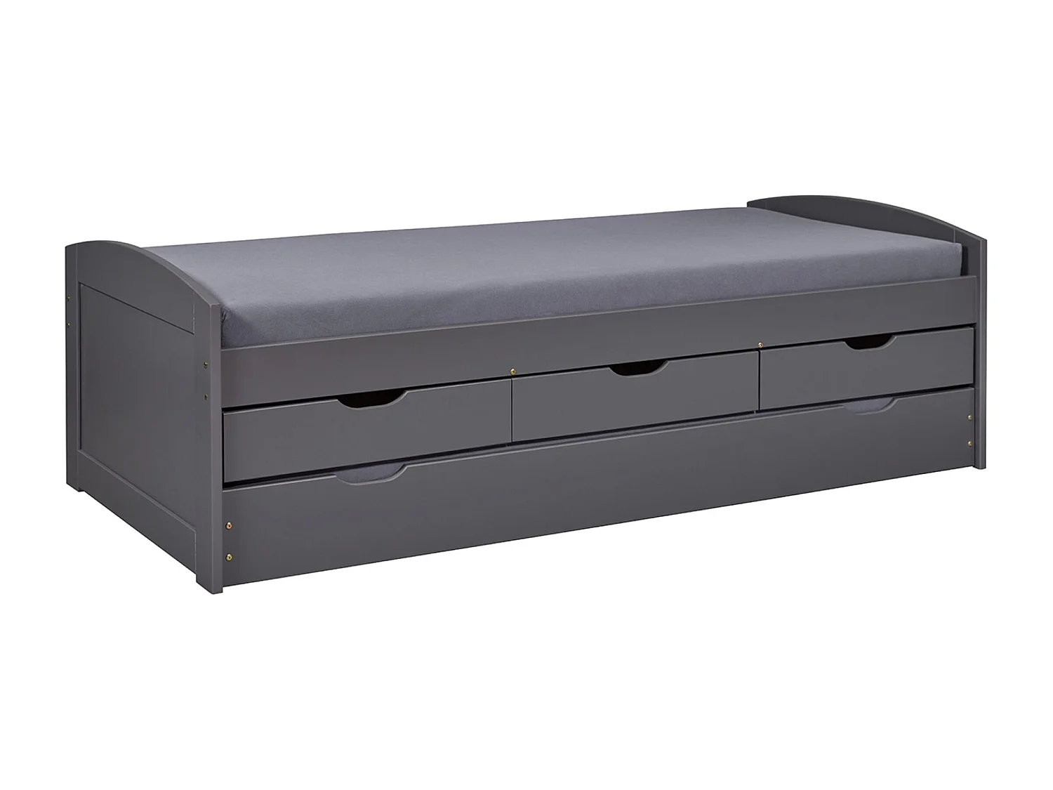 Lit enfant gigogne en pin massif coloris noir - Longueur 209 x Profondeur 97 x Hauteur 66 cm