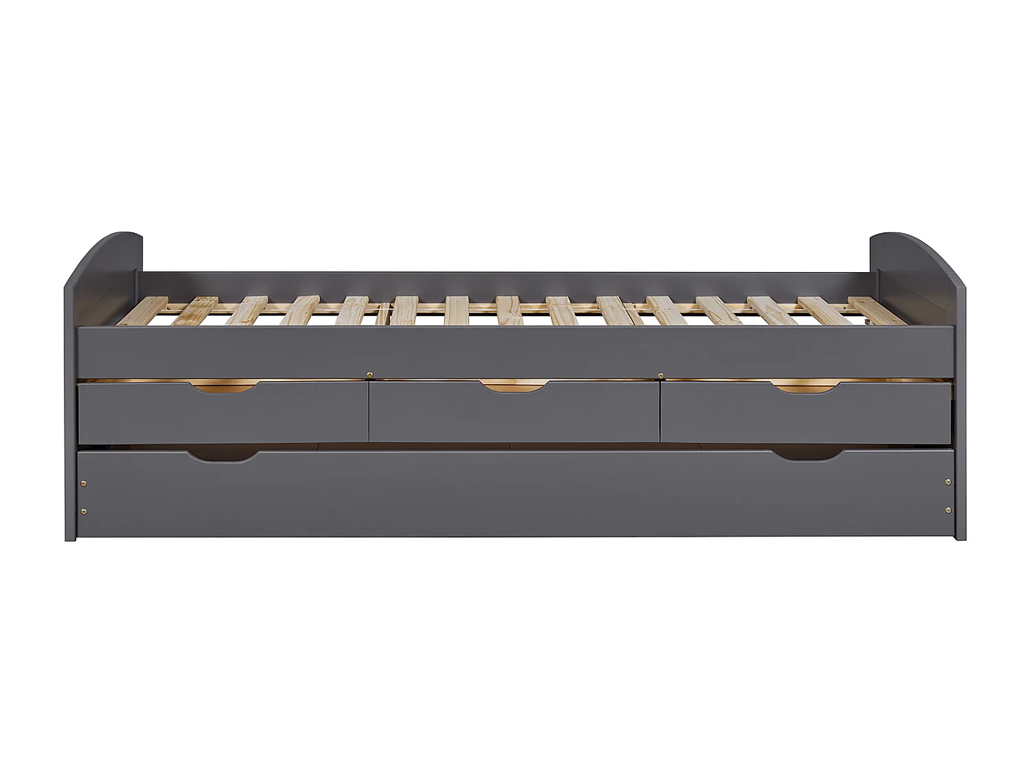 Lit enfant gigogne en pin massif coloris noir - Longueur 209 x Profondeur 97 x Hauteur 66 cm