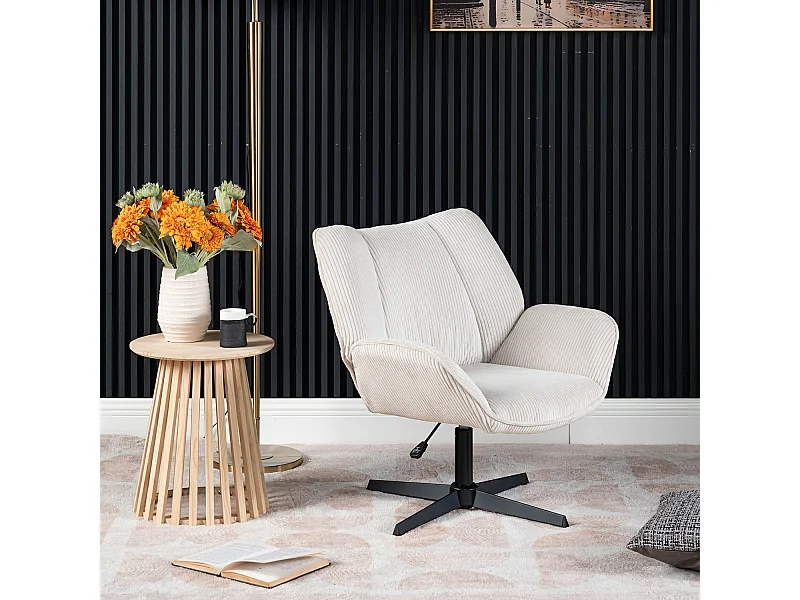 Fauteuil pivotant réglable en hauteur sans accoudoir en velours côtelé,DUROTHIL