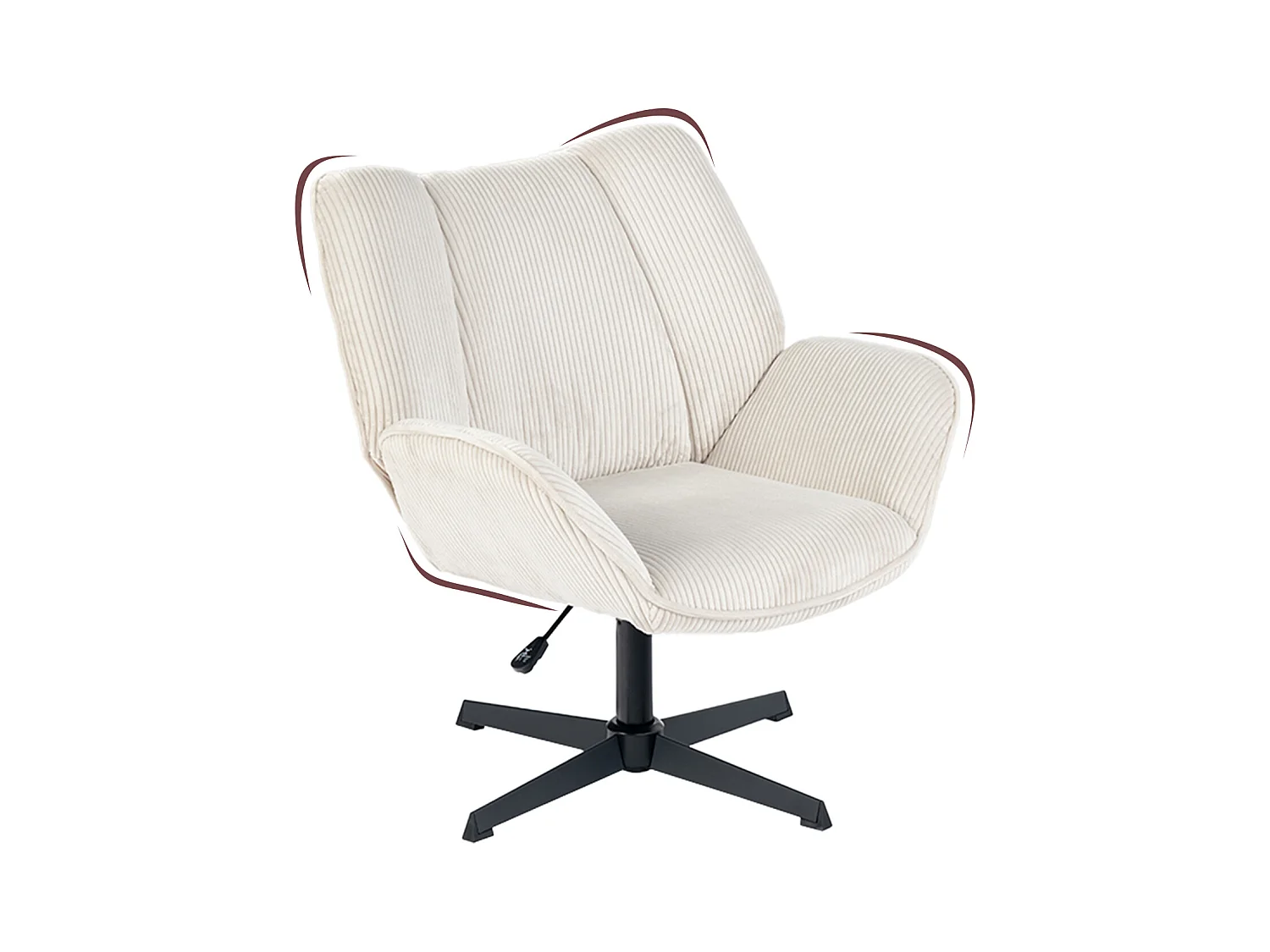 Fauteuil pivotant réglable en hauteur sans accoudoir en velours côtelé,DUROTHIL