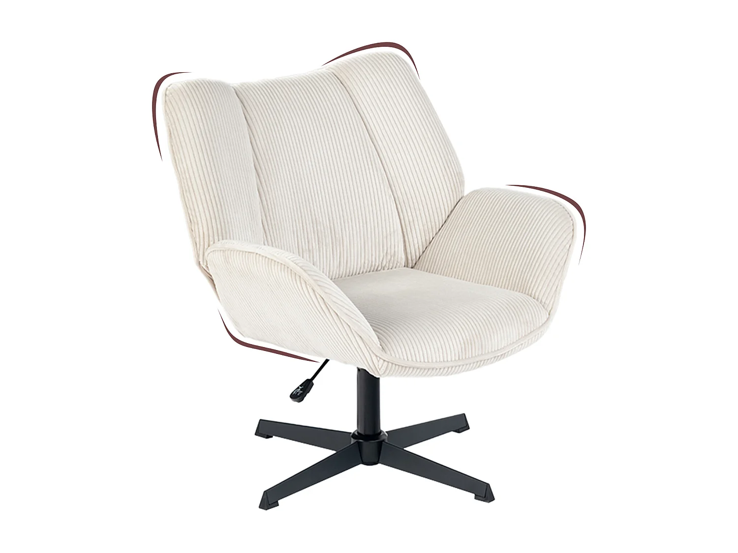 Fauteuil pivotant réglable en hauteur sans accoudoir en velours côtelé,DUROTHIL