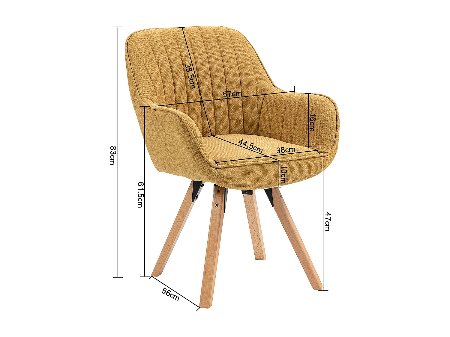 Fauteuil pivotant en tissu style scandinave pied en bois de hêtre,CARSON