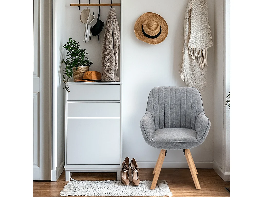 Fauteuil pivotant en tissu style scandinave pied en bois de hêtre,CARSON