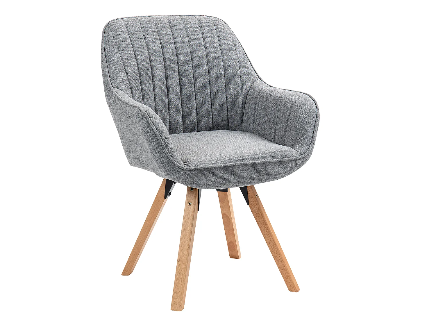 Fauteuil pivotant en tissu style scandinave pied en bois de hêtre,CARSON