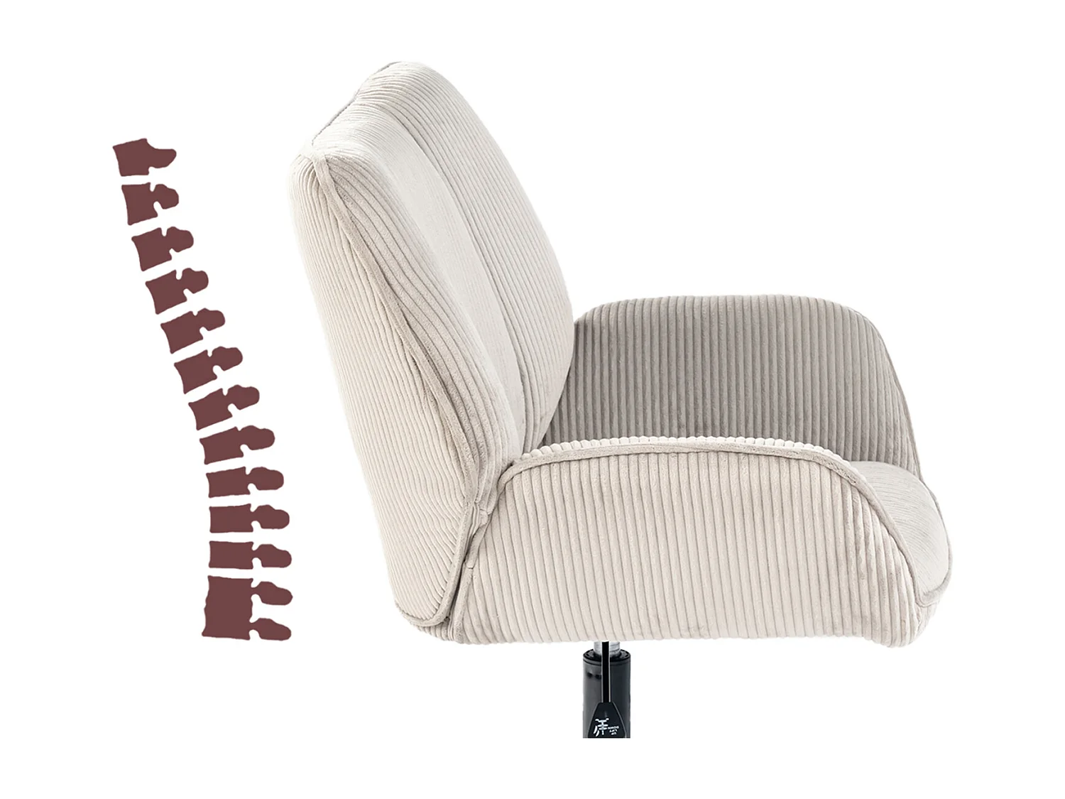 Fauteuil pivotant réglable en hauteur sans accoudoir en velours côtelé,DUROTHIL