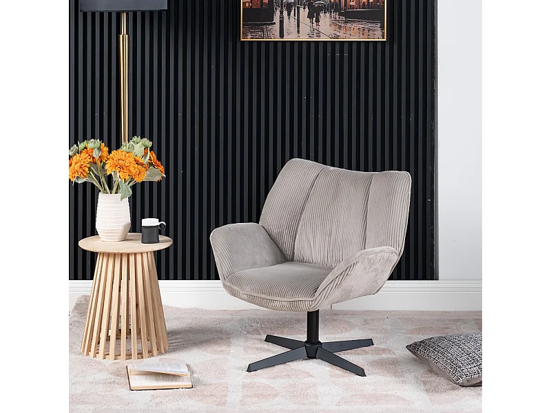 Fauteuil pivotant réglable en hauteur sans accoudoir en velours côtelé,DUROTHIL