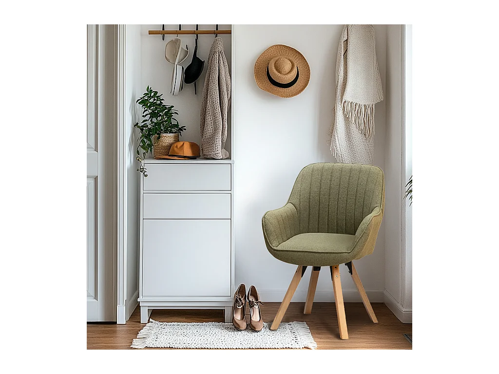 Fauteuil pivotant en tissu style scandinave pied en bois de hêtre,CARSON