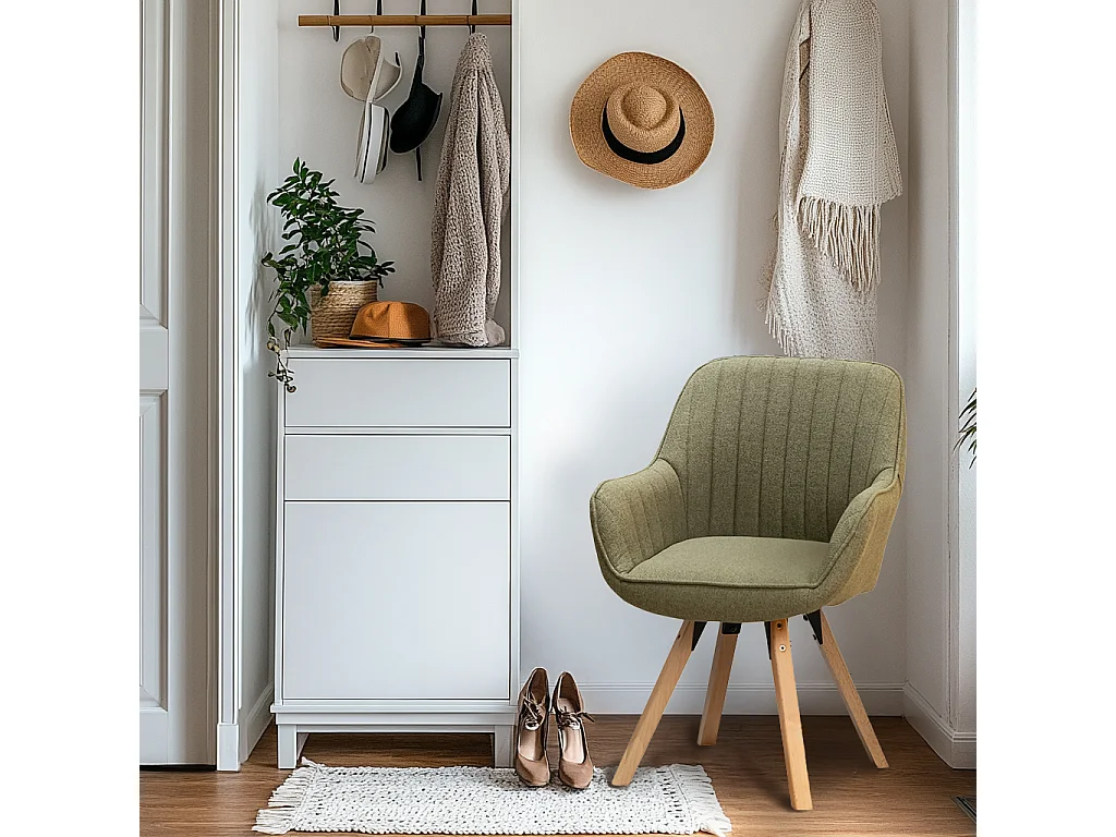 Fauteuil pivotant en tissu style scandinave pied en bois de hêtre,CARSON