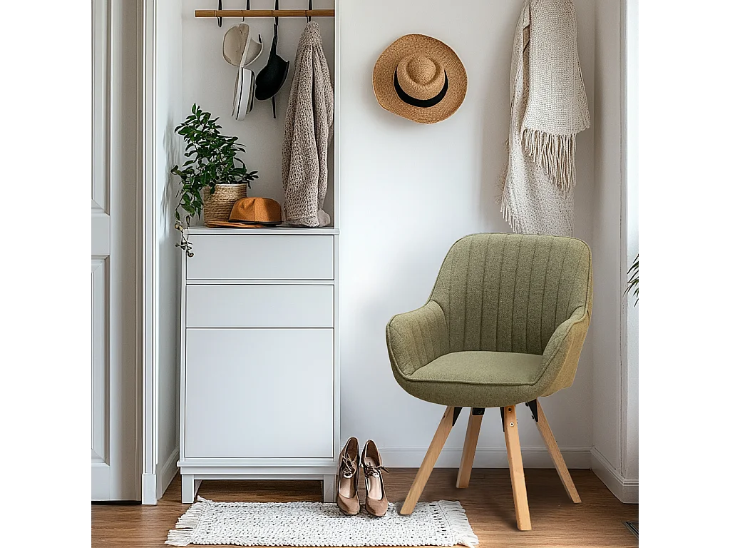 Fauteuil pivotant en tissu style scandinave pied en bois de hêtre,CARSON