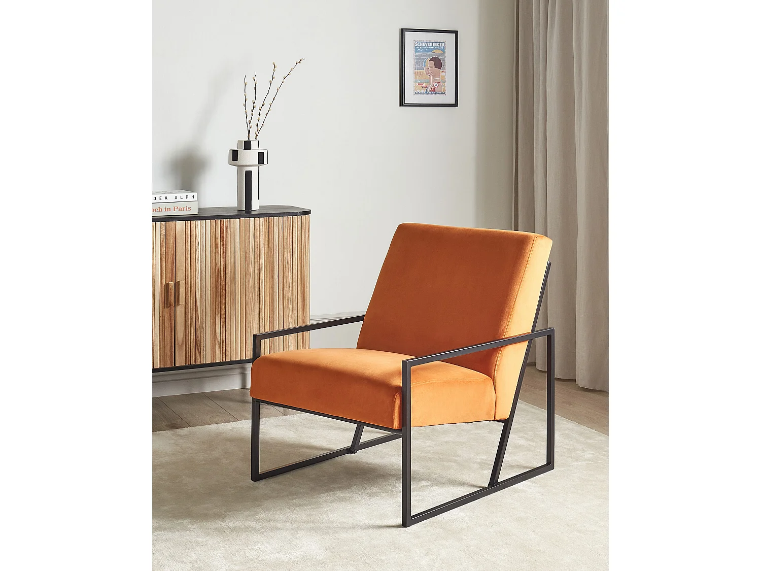 Fauteuil DELARY Velours Orange