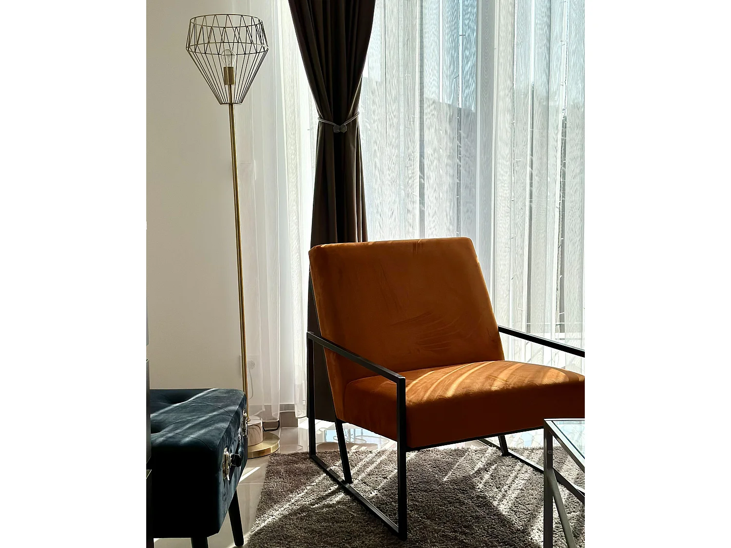 Fauteuil DELARY Velours Orange